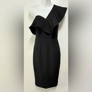 Black Asymmetrical One-Shoulder Cocktail Dress